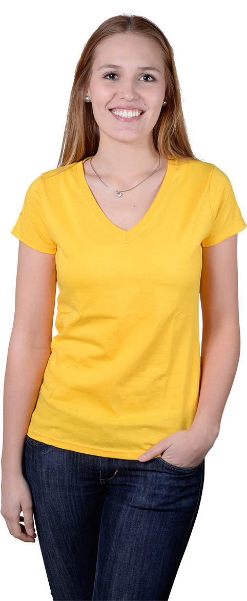 Textildruck Frau T-Shirt Gelb