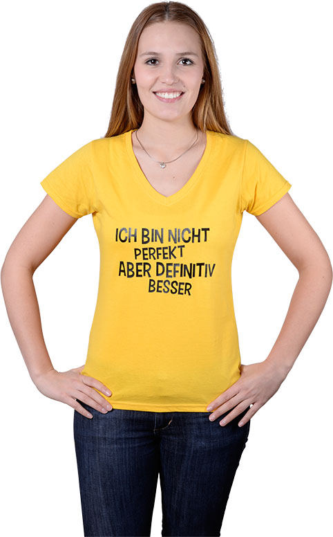 Frau textildruck T-Shirt Gelb